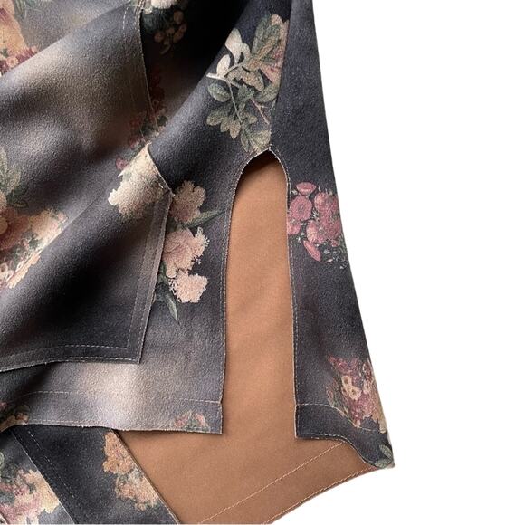 Solitaire | Anthropologie Jacket Faux Suede Open Front Kimono Floral Women's S - Picture 7 of 8